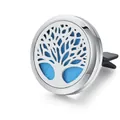 Premium silver Tree of Life stainless steel car aromatherapy vent clip with blue refill pad - Tree of Life / Vent Clip Only / Silver