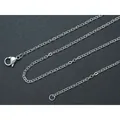 Durable 304 stainless steel O-shape flat cross necklace chain for pendants, 60cm - Flat Cable Chain / 2mm Width (50cm) / Silver