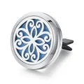 Premium 316L stainless steel car aromatherapy vent clip diffuser with blue felt pad - Window Flower 1 / Vent Clip Only / Silver