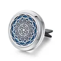 Premium 316L stainless steel car aromatherapy vent clip with blue felt pad mandala - Mandala / Vent Clip Only / Silver
