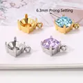 Stainless steel jewelry prong settings for 6.3mm faceted stones in gold and silver - Vertical Ring / 6mm / Steel