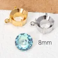 8mm stainless steel Rivoli stone settings with light blue faceted round crystal - Vertical Ring / 8mm / Steel