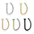 Aros para la nariz en forma de D de acero inoxidable con circón microincrustado en cinco colores - Piercing de nariz en D microincrustado / 1*10mm / Dorado