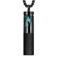 Collar de aromaterapia de acero inoxidable negro con calado floral y acabado mate. - Floral Calado + Almohadilla Ciano / Negro (Estilo 11)
