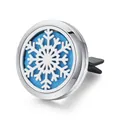Detailed view of stainless steel snowflake pattern car aromatherapy diffuser vent clip - Snowflake Style 1 (005)