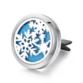 Macro view of a stainless steel car vent aromatherapy diffuser with a snowflake hollow design - Snowflake Style 2 (078)