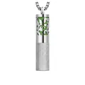 Collar de botella de perfume de acero inoxidable esmerilado con diseño de hoja verde calada - Hoja Calada + Almohadilla Verde / Plateado (Estilo 26)