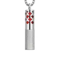 Collana diffusore di profumo in acciaio inossidabile satinato con inserto in feltro rosso - Stile Scaglia di Pesce Traforata (17) / Ciondolo + Nucleo in Cotone di Ricambio / Colore acciaio