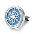 Detail view of a stainless steel snowflake car vent aromatherapy diffuser clip. - Snowflake Style 3 (0)