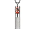 Collana per aromaterapia cilindrica in acciaio inossidabile con finitura satinata - Stile Farfalla Traforata (36) / Ciondolo + Nucleo in Cotone di Ricambio / Colore acciaio