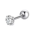 Elegant silver stainless steel stud earring featuring 4-prong set AAA clear cubic zirconia - 6mm (Single Piece) / Steel Color + White Rhinestone