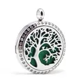 Colgante difusor de aromaterapia Árbol de la Vida de acero con fieltro verde y cristales - Estilo Árbol de la Vida 2(009) / Colgante Con Almohadillas Y Cadena