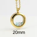 Colgante de medallón redondo de vidrio dorado con piedras azules, 20 mm. - 20mm / Dorado