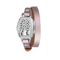 Stainless steel aromatherapy locket bracelet with tree of life and pink leather strap - Pink (Tree of Life)