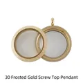 Close-up of the 30mm frosted gold stainless steel screw-on locket pendant structure - 30mm / Matte Golden