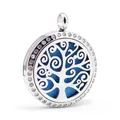 Collar de aromaterapia de acero inoxidable con colgante de árbol de la vida y diamantes - Estilo Árbol de la Vida (005) / 30mm (Colgante Solo)