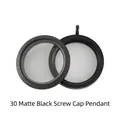 Close-up of black stainless steel frosted and smooth screw-on glass locket pendants - 30mm / Frosted Black
