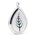 Collar difusor de aceites esenciales lágrima en acero con diseño de hoja calada - Estilo de Textura de Hoja (E006) / Colgante + 10 Almohadillas de Algodón