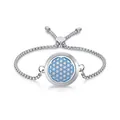 25mm stainless steel aromatherapy locket bracelet with adjustable slider chain and blue pad - Flower of Life Double (22)