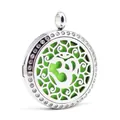 Collar difusor de aromaterapia de acero inoxidable con diamantes y fieltro verde - Estilo Símbolo Om (021) / 30mm (Colgante Solo)