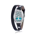 Aromatherapy locket bracelet with stainless steel tree of life and navy leather strap - Navy Blue (Tree of Life)