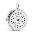 Colgante circular de aromaterapia de acero inoxidable con brillantes y diseño corazón - Estilo de Corazón (022) / Colgante de 30mm Solamente (Sin Cadena)