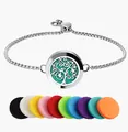 25mm stainless steel adjustable aromatherapy diffuser locket bracelet with ten colorful felt pads - Star Tree (24)