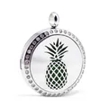 Colgante de aromaterapia de acero inoxidable con diamantes de imitación y piña - Estilo de Piña (014) / Colgante de 30mm Solamente (Sin Cadena)