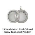 25mm frosted stainless steel screw-top glass locket pendant in silver steel color - 25mm / Frosted Steel