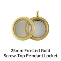 Elegant 25mm frosted gold stainless steel screw-top glass locket pendant for jewelry - 25mm / Matte Golden