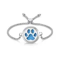 Adjustable stainless steel paw print aromatherapy diffuser bracelet with blue felt pad - Footprint (8)