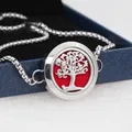 Adjustable silver-tone aromatherapy locket bracelet with tree of life design and red pad - Bird Tree (20)