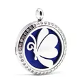 Colgante de aromaterapia de acero inoxidable con diamantes de imitación y mariposa - Estilo de Mariposa Hueco (018) / 30mm (Colgante Solo)