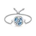 Adjustable 25mm stainless steel aromatherapy locket bracelet with blue snowflake design - Snowflake (18)