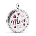 Collar con colgante difusor de acero inoxidable con diamantes y diseño calado Mom - Estilo de Letras Mom Calado (027) / 30mm (Colgante Solo)
