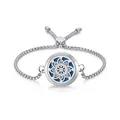 Stainless steel aromatherapy diffuser bracelet with 25mm locket and blue felt pad - Floral Pattern (25)