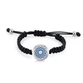 Handmade black woven rope aromatherapy bracelet with 25mm stainless steel locket - Sunflower / With Twelve Pads