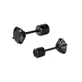 Pendientes de tuerca de 6 mm con circonita negra AAA y cierre de rosca en negro - 6mm / Base Negra + Circonita Negra