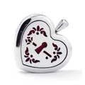 Colgante difusor de aromas en forma de corazón de acero inoxidable pulido con fieltro rojo. - Estilo Floral Calado (H004) / Colgante + 10 Almohadillas de Algodón