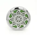 38mm stainless steel car aromatherapy diffuser vent clip with green felt pad insert - Eight-petal Flower (03) / Double-layer Base