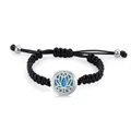 Aromatherapy braided cord bracelet with lotus stainless steel locket and blue felt pad - Lotus / With Twelve Pads