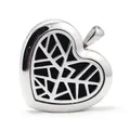 Colgante difusor de aromaterapia con forma de corazón en acero inoxidable pulido - Estilo de Líneas Geométricas (H003) / Colgante + 10 Almohadillas de Algodón