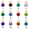 Conjunto detallado de 12 coloridos colgantes de cristal de 6mm con anillos de oro rosa - Colgante de Piedra de Nacimiento Oro Rosa (Modelo-1) / Rosa oro