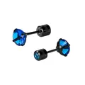Pendientes de tuerca de doble extremo en acero negro con circón azul de 6mm! - 6mm / Base Negra + Zirconia Azul