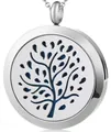 Collar difusor de aceites esenciales Árbol de la Vida en acero inoxidable con fieltro azul - Árbol de la Vida 023