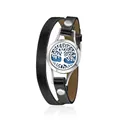 Levensboom aromatherapie armband met zwarte lederen wikkelband en roestvrijstalen locket - Gewortelde Boom / Schroefopening