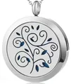 Colgante difusor de aromaterapia de aceites esenciales en acero titanio plata árbol vida - Árbol de la Vida 015