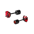 Orecchini a lobo da 6mm con zircone rosso tondo placcati neri per cartilagine e orecchie - Base Nera + Zirconia Rossa