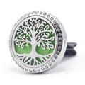 30mm stainless steel Tree of Life car aromatherapy vent clip with rhinestones and green pad - 04