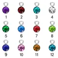 Set de 12 coloridos dijes de piedras natales de 6 mm en acero inoxidable para joyas - Color Acero (Modelo-1)